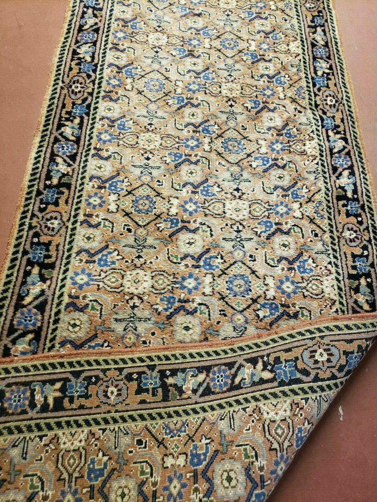 2' 7" X 10' Vintage Handmade India Floral Oriental Wool Rug Veg Dye Runner Nice - Jewel Rugs