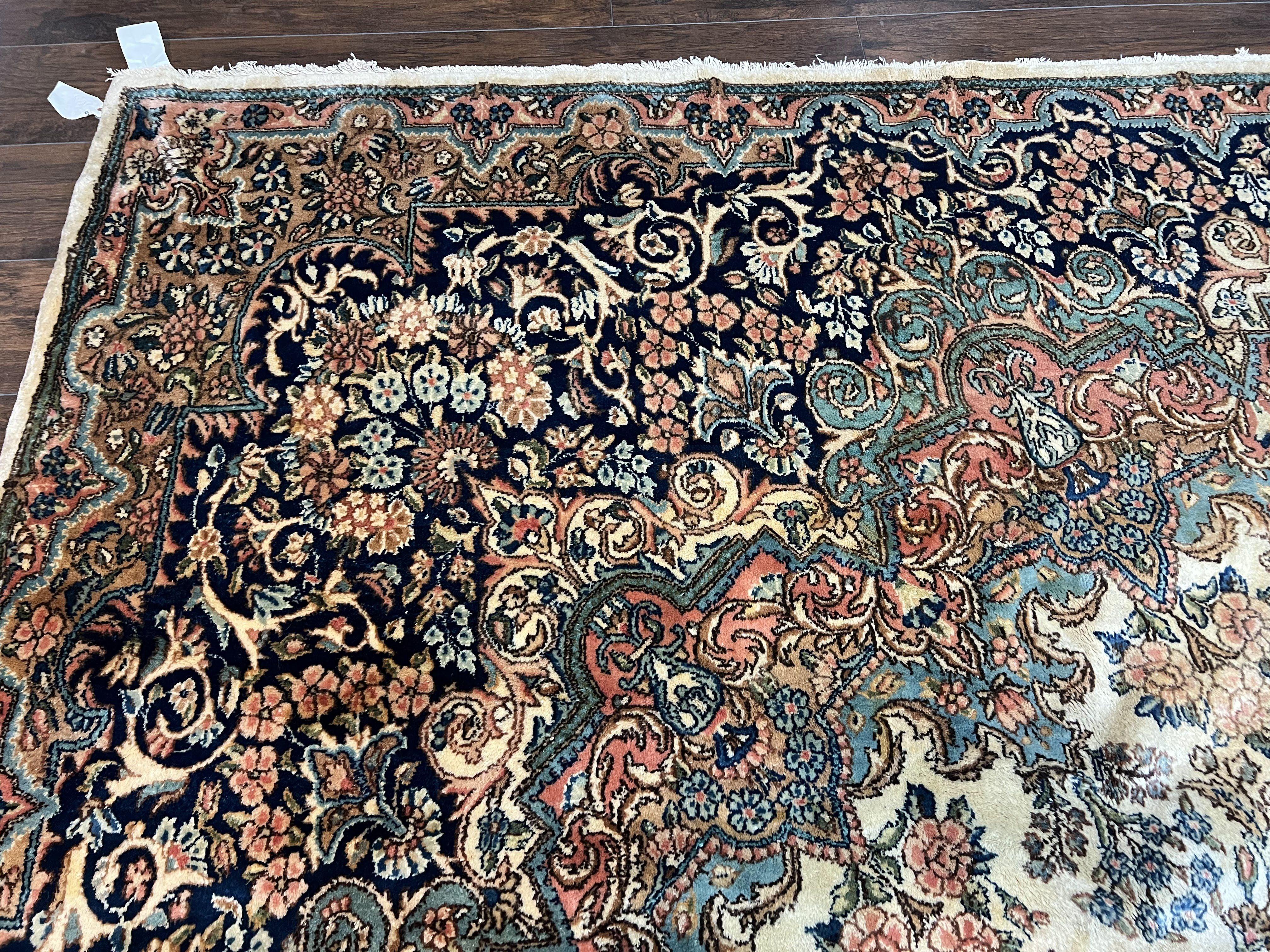 Antique Persian Kirman Rug 10x17 Oversized Oriental Carpet, Allover Floral 10 x 17 Wool Rug, Hand Knotted, Beige Multicolor Extra Large Rug - Jewel Rugs