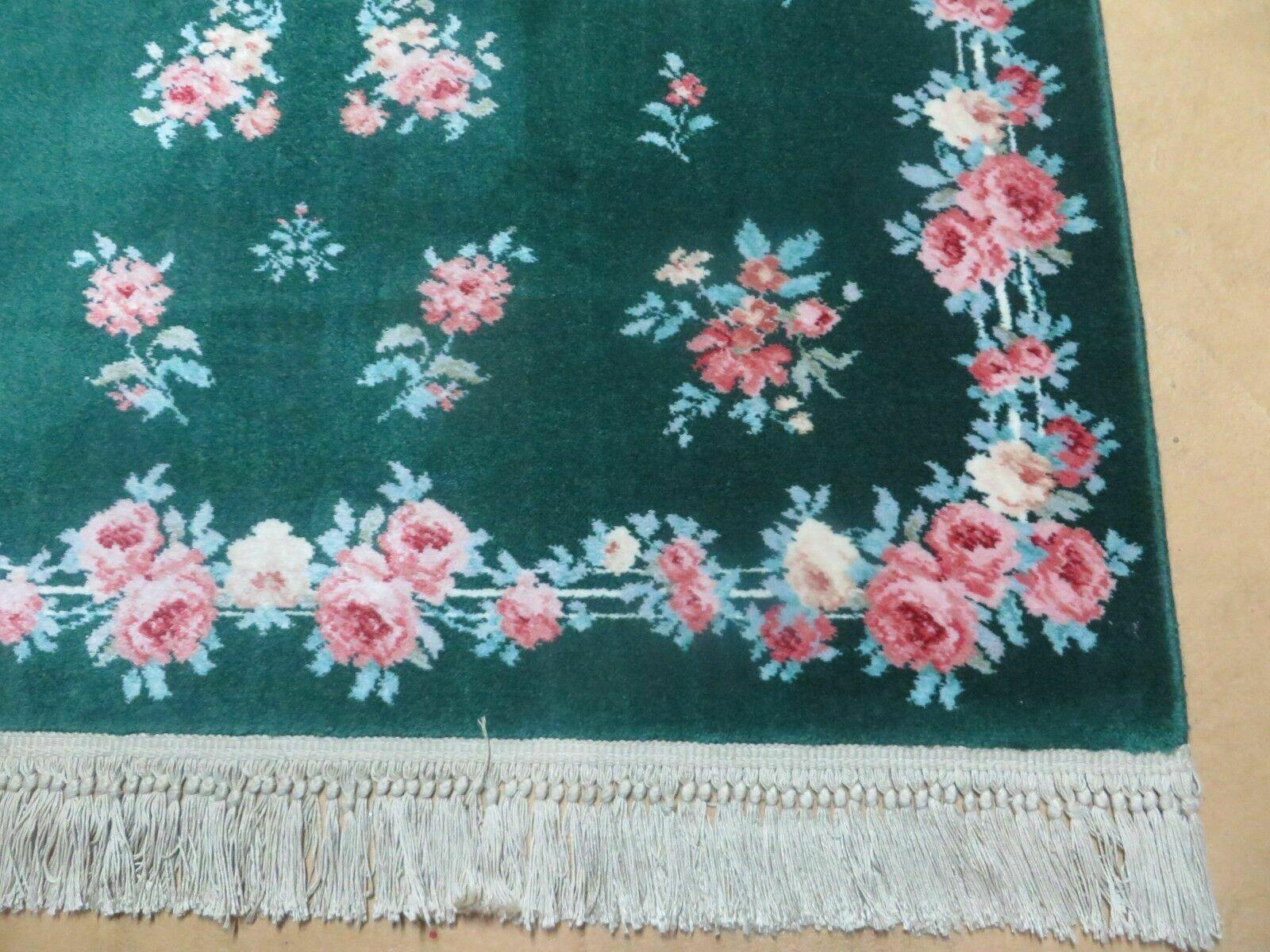 4' 3" X 6' American Karstan Forest Bouquet Garden of Eden 509/9706 Green Vintage Wool Rug - Jewel Rugs