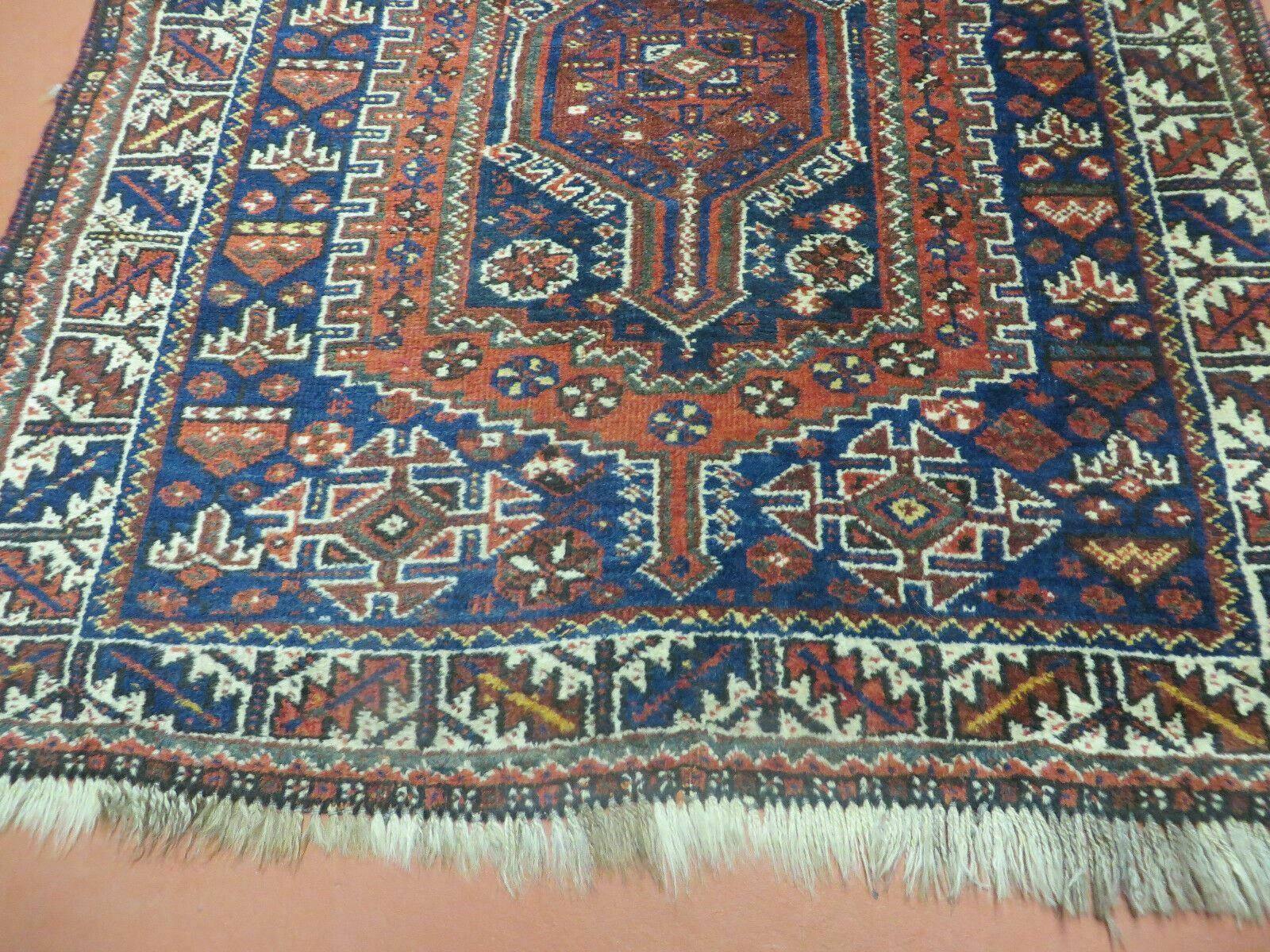 3' 5" X 9' Antique Handmade Caucasian Wool Runner Rug Nice Rare - Jewel Rugs