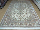 6' X 9' Vintage Chinese Floral Oriental Handmade Virgin Wool Silk Rug Ivory - Jewel Rugs