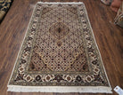 Indo Persian 3x5 Traditional Rug, Hand-Knotted, Vintage 1980s Allover Handmade Rug Ivory, Indo Mahal Oriental Rug, Medallion, Wool, 3 x 5 ft - Jewel Rugs