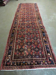 2' 10" X 9" Antique Handmade Indian Floral Wool Runner Rug Red Nice # 126 - Jewel Rugs