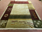 6' X 9' Modern Handmade Tibetan Nepal Wool & Silk Rug Decorative Abstract Gold - Jewel Rugs