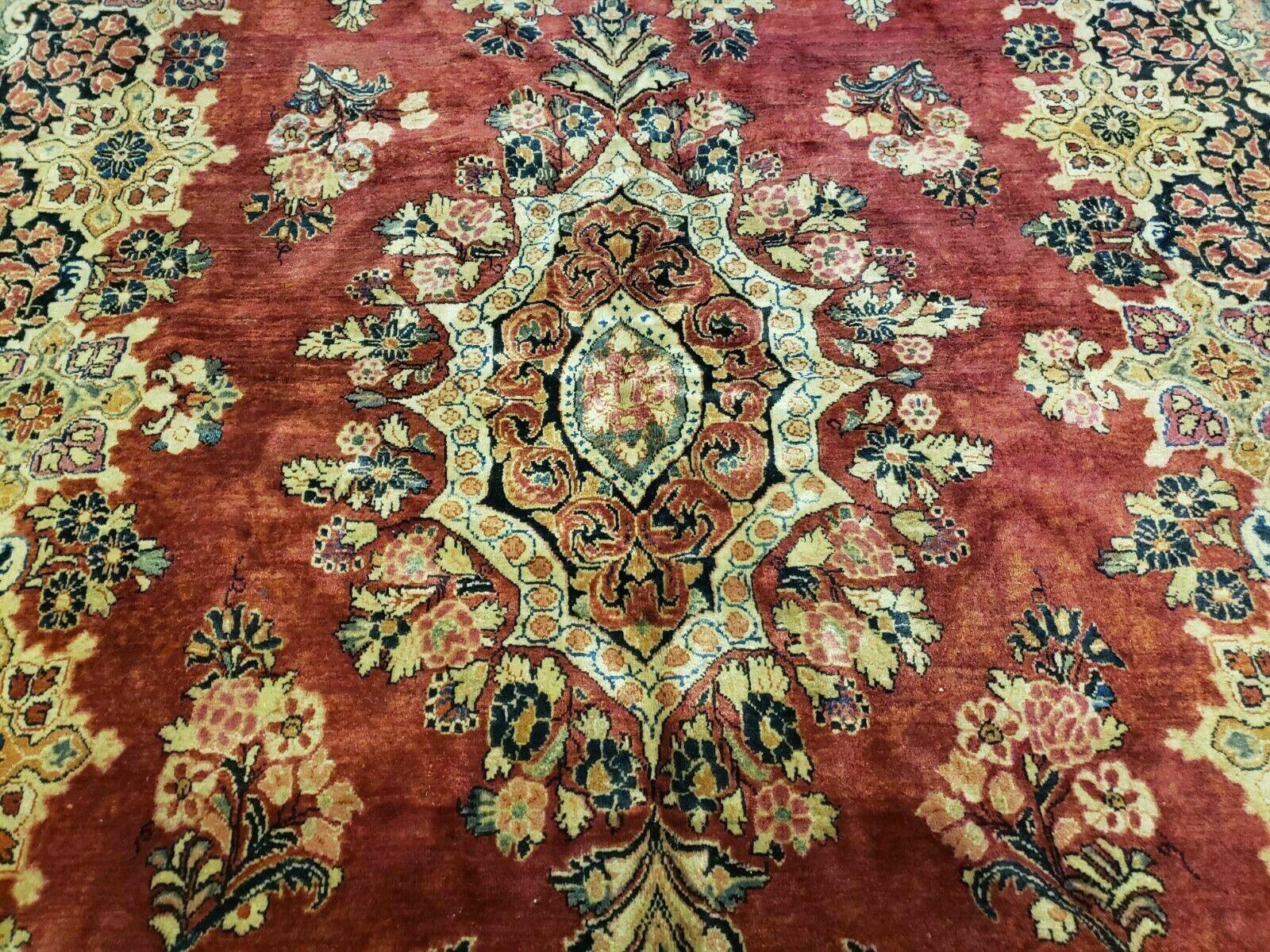 9' X 12' Authentic Antique Oriental Floral Red Allover Medallion Wool Rug Beauty - Jewel Rugs