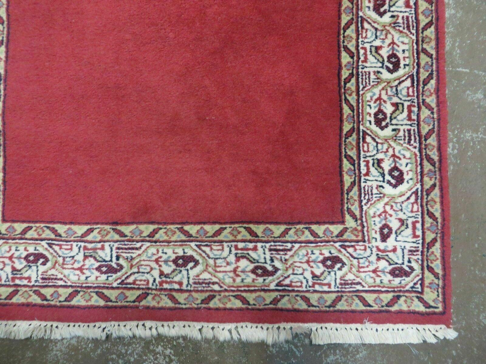 2' 8" X 7' Vintage Handmade India Wool Runner Rug Nice Red Organic Colors - Jewel Rugs