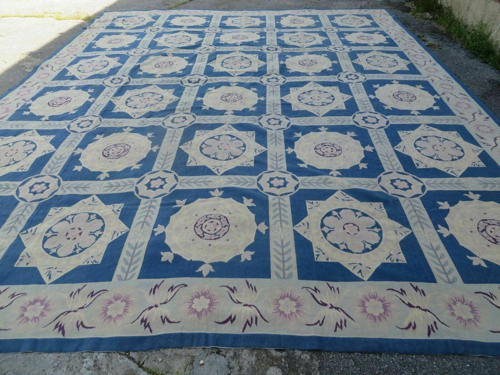 12' X 15' Handmade French Aubusson Savonnerie Needlepoint Wool Rug Flat Weave - Jewel Rugs