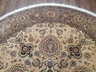 8ft Round Pak-Persian Rug, Round Fine Oriental Carpet, Vintage Hand-Knotted Rug 8x8, Highly Detailed, Haji Jalili Design, Beige & Tan, Wool - Jewel Rugs