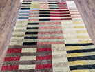 Modern Tibetan Rug 4' x 5' 9", Medium Sized Abstract Handmade Carpet, Hand-Knotted Soft Pile Wool Rug, Multicolor Contemporary Rug, Colorful - Jewel Rugs