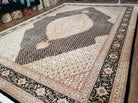 10' X 14' Handmade Oriental Wool Silk Rug Herati Mahi Fish Design Hand Knotted Black Nice - Jewel Rugs