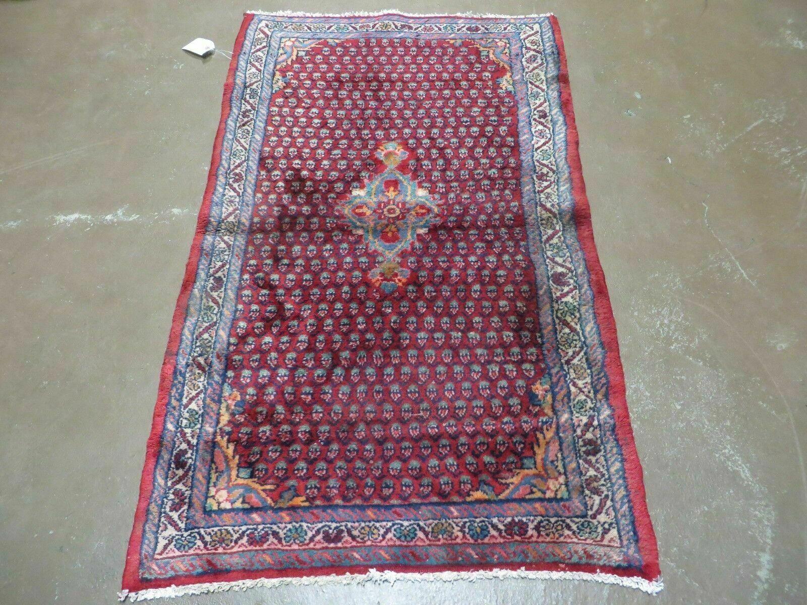 3' X 5' Antique Handmade Indian Allover Wool Rug Vegetable Dye Pomegranate Nice - Jewel Rugs