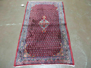 3' X 5' Antique Handmade Indian Allover Wool Rug Vegetable Dye Pomegranate Nice - Jewel Rugs