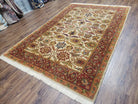 Karastan Rug English Manor Stratford #2120, Discontinued Karastan Carpet 5'2" x 7' 8", Cream & Red Vintage Karastan Wool Traditional Rugs - Jewel Rugs