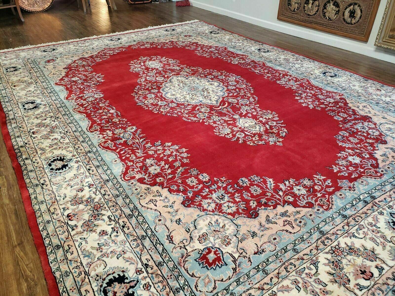 9' X 12' Vintage Handmade India Medallion Wool Rug Vegetable Dyes Nice Red - Jewel Rugs