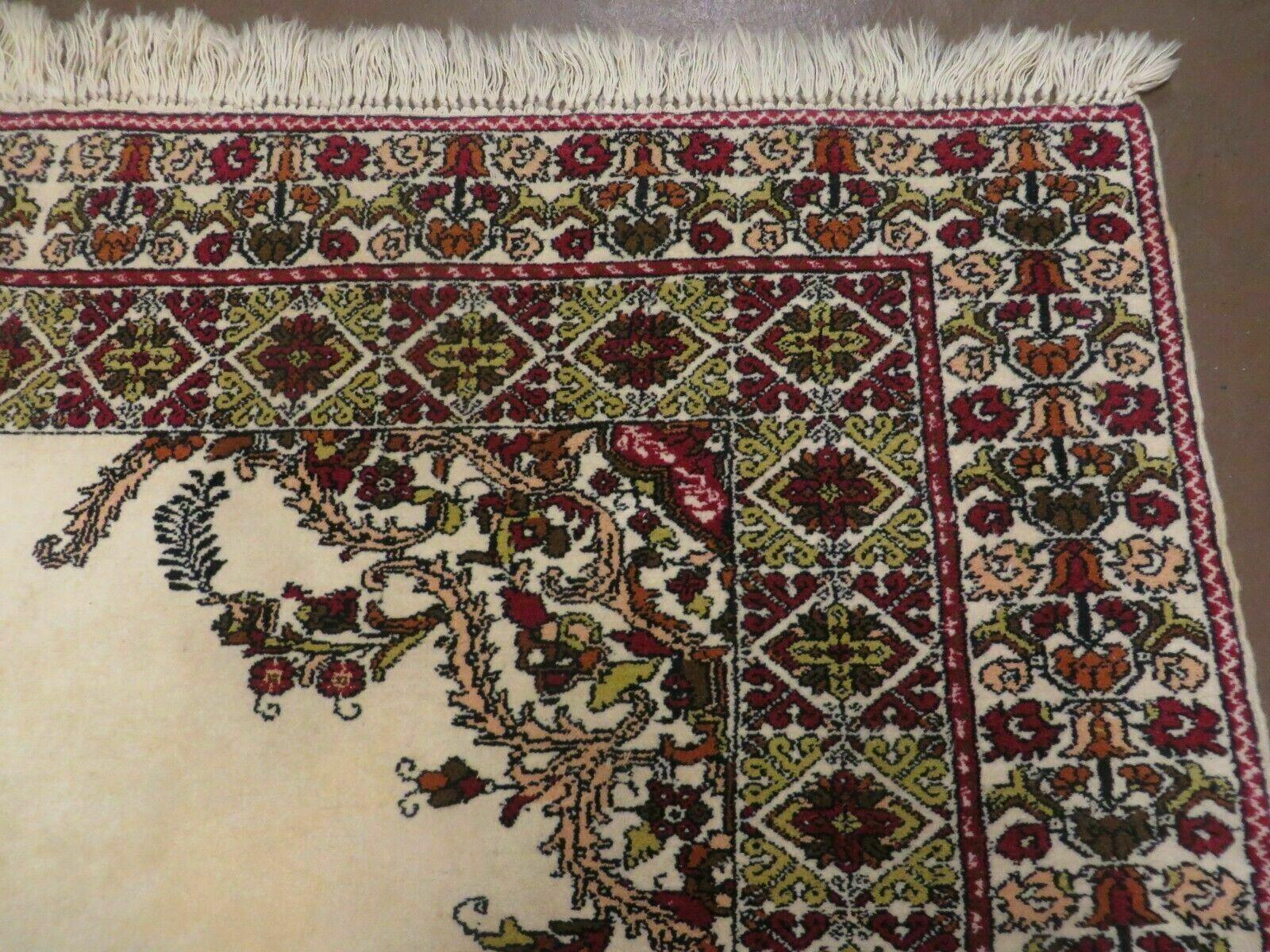 7x10 Moroccan Rug, Open Field Medallion, Berber Carpet, Hand Knotted Soft Wool Area Rug, Cream Color Background, Vintage Rug, Room Sized Rug - Jewel Rugs