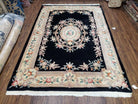 6' x 9' Vintage Black Chinese Art Deco Carving Wool Rug 90 Line - Jewel Rugs