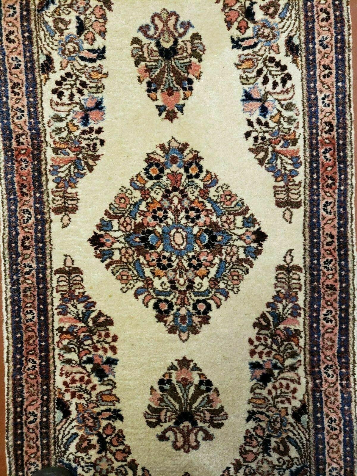 2' 7" X 4' Vintage Handmade Indian Medallion Wool Floral Beige Rug - Jewel Rugs