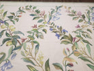 Vintage Chinese Needlepoint Area Rug 8x10, Flatweave Aubusson Carpet 8 x 10, Wool Hand-Knotted Ivory & Green Leaves Floral Aubusson Rug - Jewel Rugs